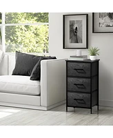 Sorbus Nightstand with 3 Drawers - Steel Frame, Wood Top & Easy Pull Fabric Bins - Perfect for Home, Bedroom, Office & College Dorm