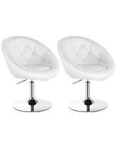 Gymax Set of 2 Swivel Bar Stools Height Adjustable Round Tufted Back Bar Chairs