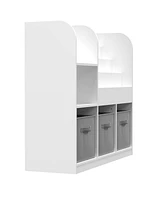 Lovmor Kids Bookcase and Bookshelf, Multifunctional Bookcase with 3 Collapsible Fabric Drawers