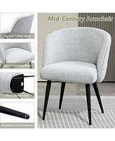 Dyhome Upholstered Fabric Dining Chairs with Black Metal Legs, Modern Curved Backrest Kitchen Chairs