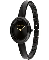 Calvin Klein Women's Twisted Bezel Black Ionic Plated Stainless Steel Bangle Bracelet Watch, 24mm