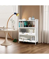 Mega Casa 3 Door Accent Cabinet, 4 Tier Kitchen Organizer Shelf, White
