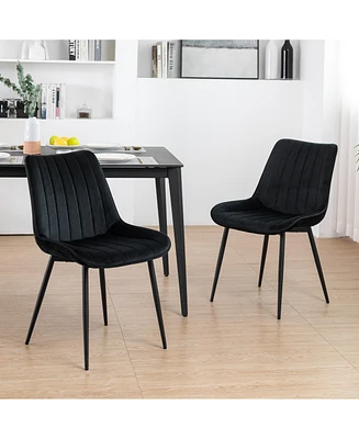 Dyhome Mid Century Dining Chairs, Upholstered Metal Side Chair