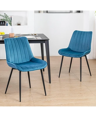 Dyhome Mid Century Dining Chairs, Upholstered Metal Side Chair