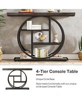Tribesigns 41.3" Console Table, Industrial 4-Tier Sofa Table Entryway with Circle Base, Narrow Wood Accent Tables Storage Shelves for
