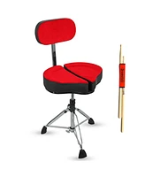 5 Core Drum Throne Padded Guitar Stool Backrest Drummer Seat for Adults & Kids
