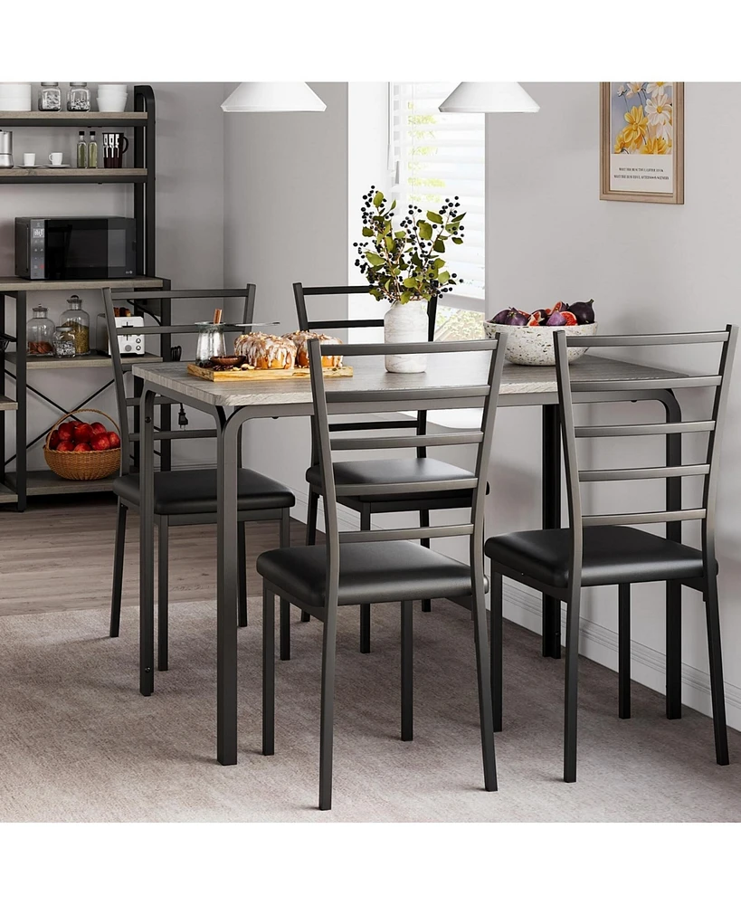 gaomon Dining Table Set for 4, 5 Piece Small Space Dining Set Table with 4 Upholstered Chairs Compact Dinette Set for 4 Kitchen & Dining Room Furnitur