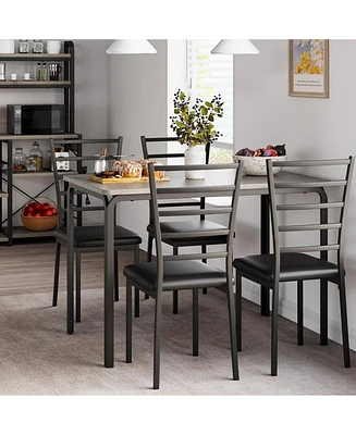 gaomon Dining Table Set for 4, 5 Piece Small Space Dining Set Table with 4 Upholstered Chairs Compact Dinette Set for 4 Kitchen & Dining Room Furnitur