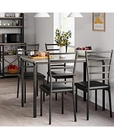 gaomon Dining Table Set for 4, 5 Piece Small Space Dining Set Table with 4 Upholstered Chairs Compact Dinette Set for 4 Kitchen & Dining Room Furnitur