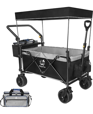 Slickblue Collapsible Heavy-Duty Folding Wagon Cart with Removable Canopy for Outdoor Transport and Versatile Use