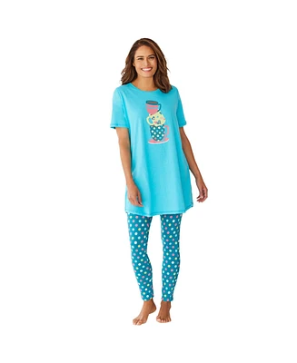 Dreams & Co. Women's Plus Graphic Tunic Pj Set