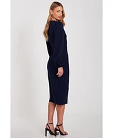 Quiz Women's Scuba Crepe Long Sleeve Wrap Midi Dress