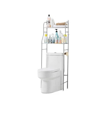 gaomon 2 Tier Over The Toilet Storage, Metal Over Toilet Organizer Rack With Removable Towel Hooks, Paper Holder, Bathroom Organizer Over Toilet, Easy