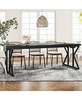 Tribesigns Farmhouse Dining Table for 6-8 People, 78.7-Inch Rectangular Wood Table, Rustic Kitchen with Heavy Duty Metal Legs