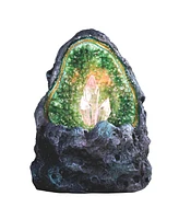 Fc Design "2-pc Set" 5"H Green Faux Crystal Cave Rock Geode with Led Figurine Statue Ornament Home Room Office Decor and Perfect Ideas for Housewarmin