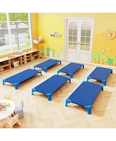 Costway 6 Pack Stackable Daycare Cots with Easy Lift Corners Heavy-Duty Metal Frame Kids