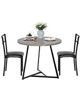 gaomon Dining Table Set for 2, Round Kitchen Table and Upholstered Chairs for 2, 3 Piece Dining Room Table Set, Kitchen Table Set for Small Space