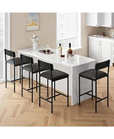 gaomon Bar Stools Set of 4, Upholstered Counter Height Bar Stools with Backrest and Footrest, Kitchen Barstools for Island, Counter Bar