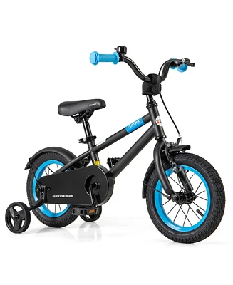 Costway 12" Kids Bike with Adjustable Saddle Handlebar Removable Training Wheels Handbrake