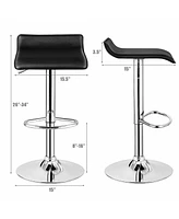 Gymax Set of Swivel Bar Stool Pu Leather Adjustable Kitchen Counter Bar Chairs