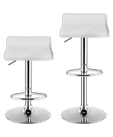 Gymax Set of Swivel Bar Stool Pu Leather Adjustable Kitchen Counter Bar Chairs