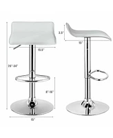 Gymax Set of 4 Swivel Bar Stool Pu Leather Adjustable Kitchen Counter Bar Chair White