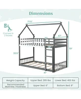 Gouun Twin Over Twin Bunk Bed with Fence and Ladder for Kids