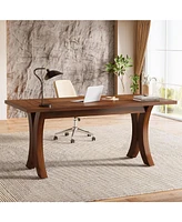 Tribesigns Executive Desk, 63-Inch Large Office Desk, Wood Computer Writing Desk, Mid-Century Laptop Desk Meeting Room Table, Modern Business Workstat