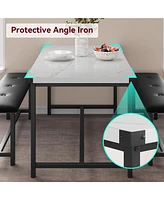 gaomon Dining Table Set for 4, Kitchen Table with 2 Upholstered Benches, Rectangular Room Dining Table Set, 3 Piece Kitchen Table Set for Small Space,