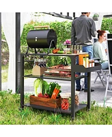 Outsunny 3-Shelf Outdoor Grill Cart, Pizza Oven Sd with Storage Racks