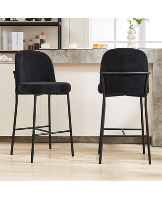 Dyhome Bar Stools Set of 2, 28 Inches Modern Counter Height with High Back Metal Legs, Upholstered Tall Barstools for Kitchen Island, Cafe,