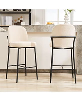 Dyhome Bar Stools Set of 2, 28 Inches Modern Counter Height with High Back Metal Legs, Upholstered Tall Barstools for Kitchen Island, Cafe,