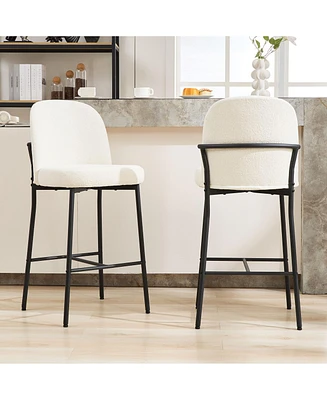 Dyhome Bar Stools Set of 2, 28 Inches Modern Counter Height Bar Stools with High Back Metal Legs, Upholstered Tall Barstools for Kitchen Island, Cafe,