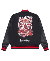 Freeze Max Men's Black Rick And Morty Anatomy Park Full-Zip Varsity Jacket