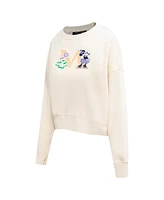 Freeze Max Women's Cream Disney Minnie Flowers Oversized Pullover Sweatshirt