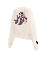 Freeze Max Women's Cream Disney Minnie Flowers Oversized Pullover Sweatshirt