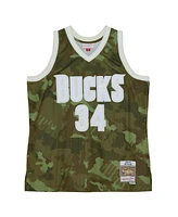 Mitchell & Ness Men's Ray Allen Camo Milwaukee Bucks Hardwood Classics 2000/01 Ghost Green Swingman Jersey