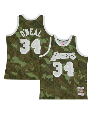 Mitchell & Ness Men's Shaquille O'Neal Camo Los Angeles Lakers Hardwood Classics 1996/97 Ghost Green Swingman Jersey