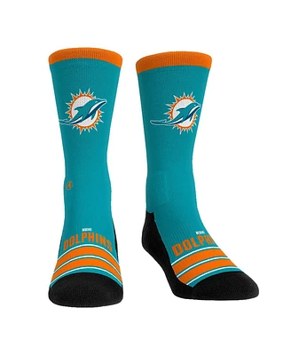 Rock 'Em Men's and Women's Miami Dolphins Gametime Stripe Crew Socks