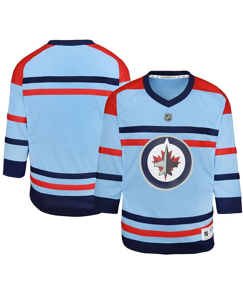 Outerstuff Big Boys and Girls Light Blue Winnipeg Jets Anniversary Replica Jersey