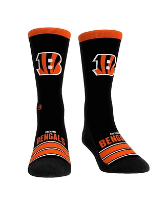 Rock 'Em Men's and Women's Cincinnati Bengals Gametime Stripe Crew Socks