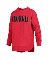 Pressbox Women's Red Georgia Bulldogs Quilted Long Sleeve Pullover Sweatshirt