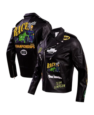 Freeze Max Men's Black The Simpsons Graphic Biker Full-Zip Jacket