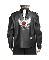 Freeze Max Men's Sylvester Black Looney Tunes Graphic Biker Full-Zip Jacket