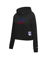 Pro Standard Women's Black New York Rangers Jewels Cropped Pullover Hoodie