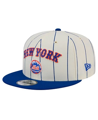 New Era Men's White New York Mets Jersey Pinstripe 9FIFTY Snapback Hat