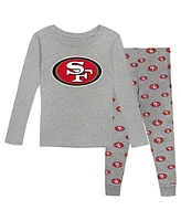 Outerstuff Preschool Heather Gray San Francisco 49ers Long Sleeve T-Shirt and Pants Sleep Set