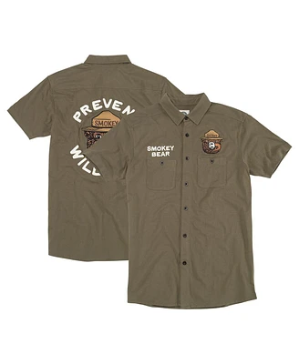 American Needle Men's Olive Smokey Bear Brew Master Button-Up Shirt