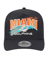 New Era Men's Black Miami Dolphins Throwback Brush Golfer Snapback Hat