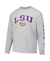 Champion Big Boys and Girls Gray Lsu Tigers Distressed Arch Over Logo Long Sleeve T-Shirt